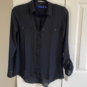 NWT! Apt 9 Black Sheer Button Up